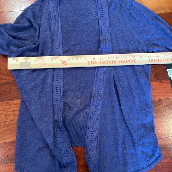 NIC+ZOE Deep Blue Linen Blend Open Cardigan Sweater 3/4 sleeves NWT - Picture 6 of 12